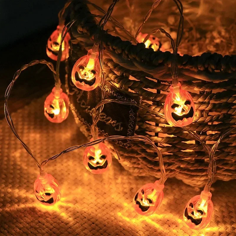 イベント・ハロウィン装飾｜LEDパンプキン＆コウモリ ライトストリング