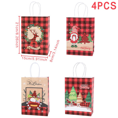 イベント・クリスマス装飾｜クリスマスクラフト紙ギフトバッグセット(4枚入)