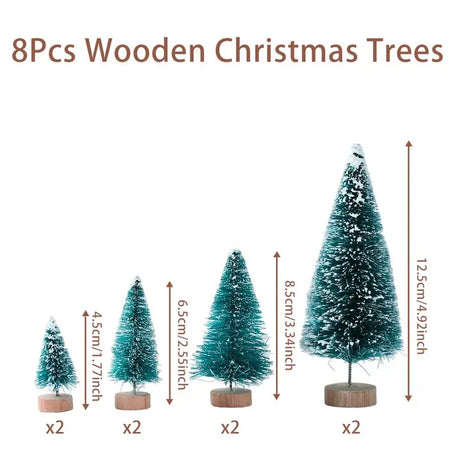 人工ミニ木製クリスマスツリー・ブルーグリーン・ホワイトゴールドタワー・パイン