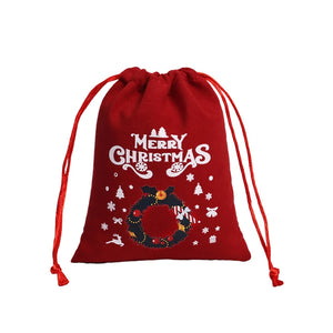 イベント・クリスマス装飾｜クリスマス柄ベルベット巾着バッグセット(12個)