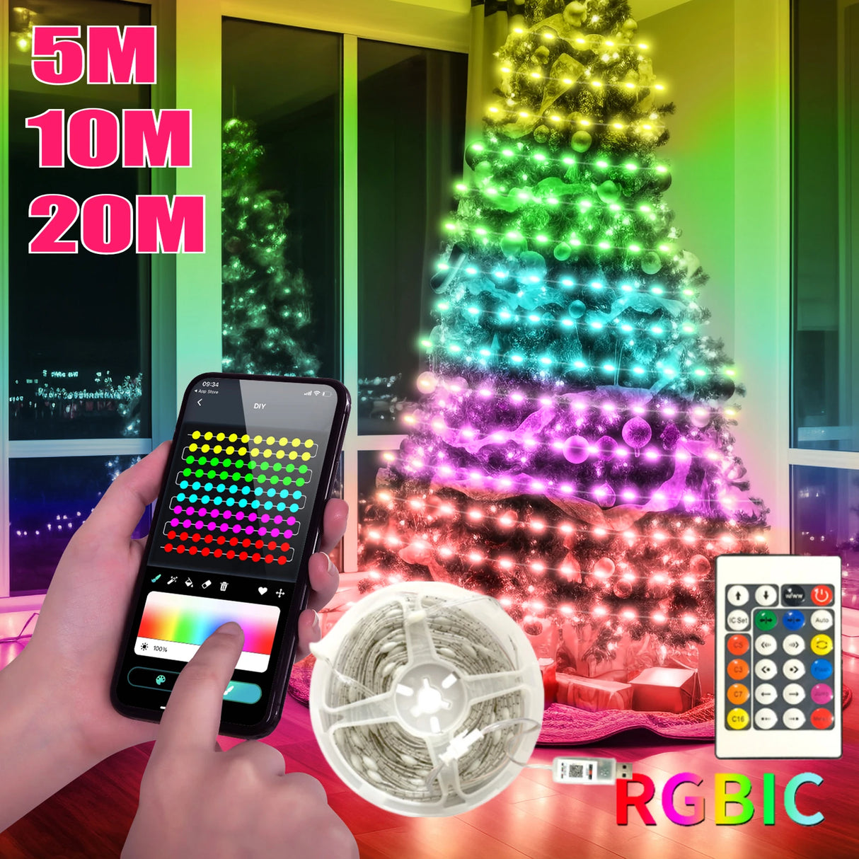 【イベント・クリスマス装飾】LEDクリスマスライト Bluetooth対応(5M/10M/20M)
