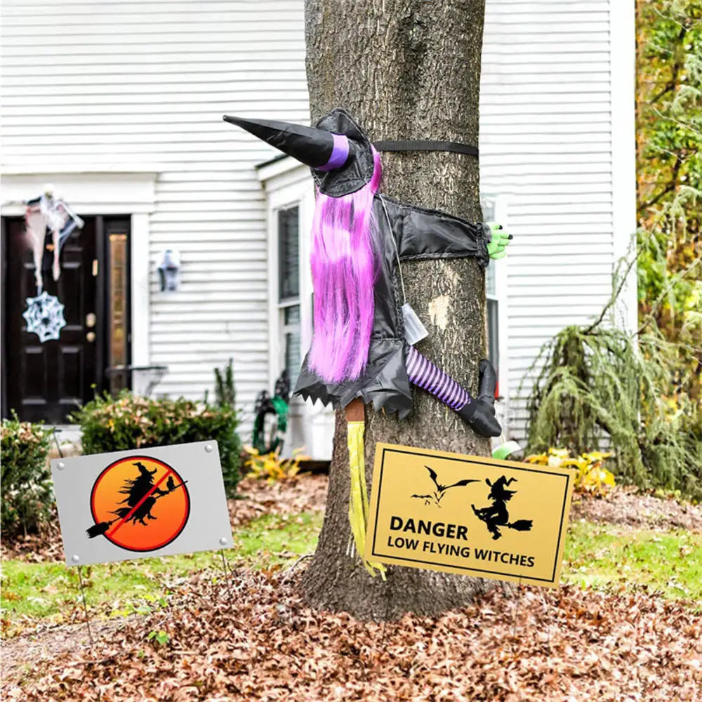 イベント・ハロウィングッズ｜ 魔女が木にぶつかる屋外装飾
