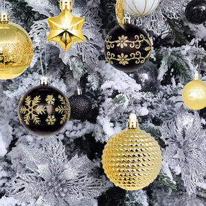 イベント・クリスマス装飾｜クリスマス吊り下げボールセット ブラックゴールド