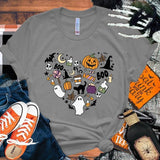 イベント・ハロウィングッズ｜レディース パンプキンハート柄 Tシャツ(XS～4XL)