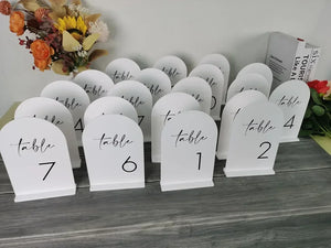 イベント・結婚式装飾｜アクリル製アーチ型テーブルナンバーサイン
