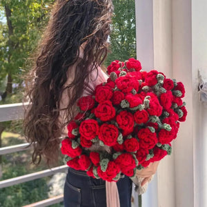 フラワーブーケデザインの軽量ニットブランケット