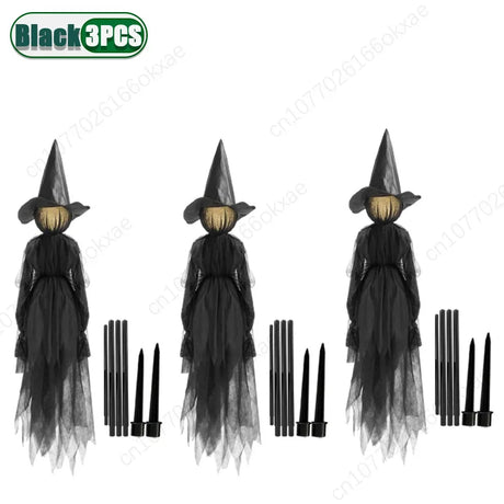 イベント・ハロウィングッズ｜魔女ライトアップデコレーション3体セット
