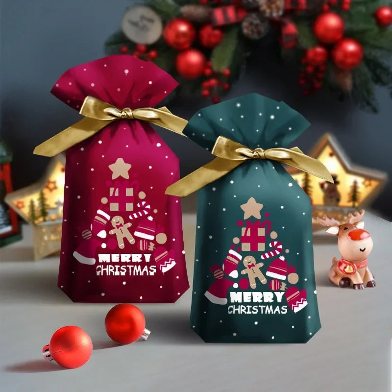 イベント・クリスマス装飾｜ビニール製 クリスマス柄ギフト用バッグ(5個入)