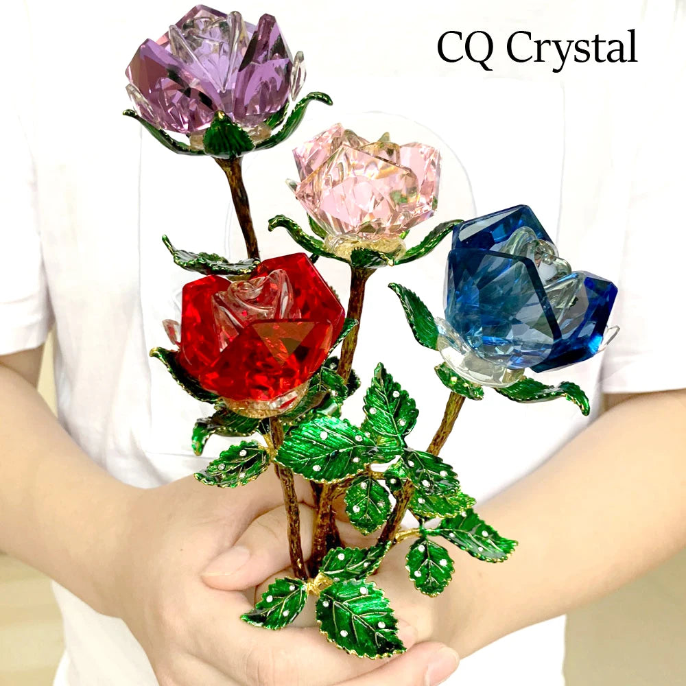 クリスタルローズガラスペーパーウェイトギフト