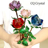 クリスタルローズガラスペーパーウェイトギフト