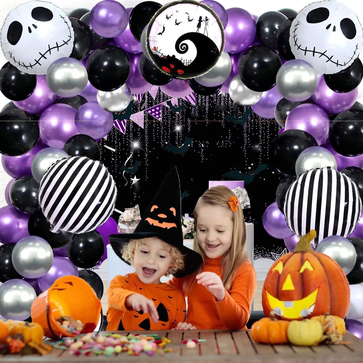 イベント・ハロウィン装飾｜スカル型& 丸型&星型バルーンセット( 117個)