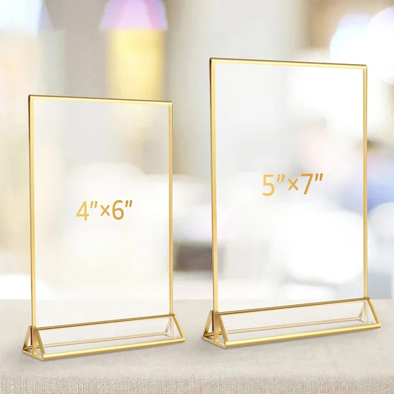 イベント・結婚式装飾｜アクリル製ゴールド縁テーブルサインホルダー