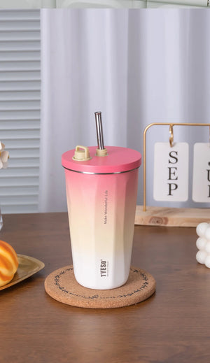 |イベント・ノベルティ用品 |  真空断熱ステンレス製 ストロー付きボトル | 600ml