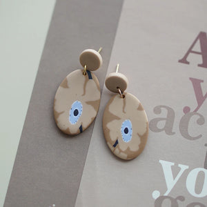 アールデコ風花柄ポリマークレイイヤリングセット