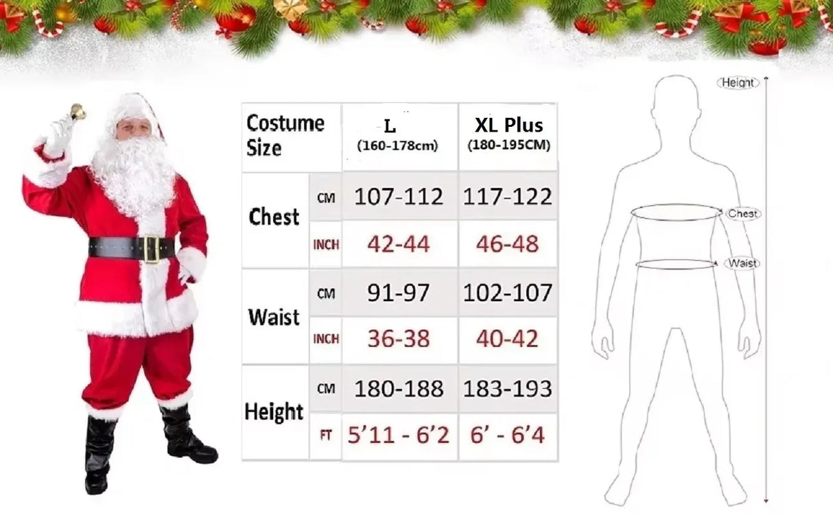 イベント・クリスマスグッズ｜大人用サンタクロースコスチューム7点セット(L～XXL)