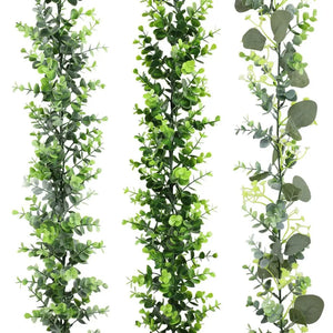フェイクユーカリラタン人工植物つるグリーン柳の葉シルクアイビー壁掛けガーランドホームウェディングパーティー装飾