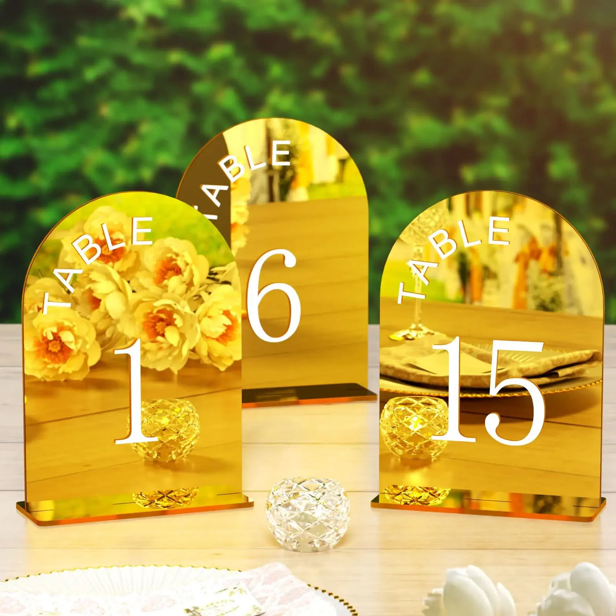 イベント・結婚式装飾｜アクリルゴールドミラーウェディングテーブルナンバー