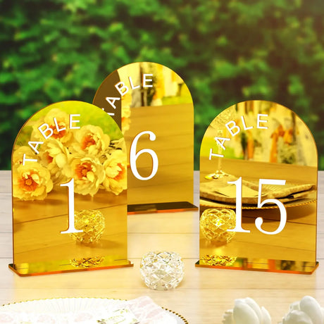 イベント・結婚式装飾｜アクリルゴールドミラーウェディングテーブルナンバー