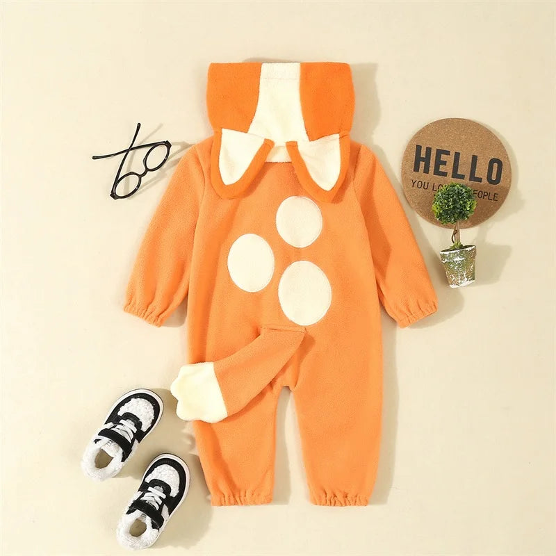 イベント・ハロウィングッズ｜キツネ着ぐるみ風ロンパース（70c〜120c）