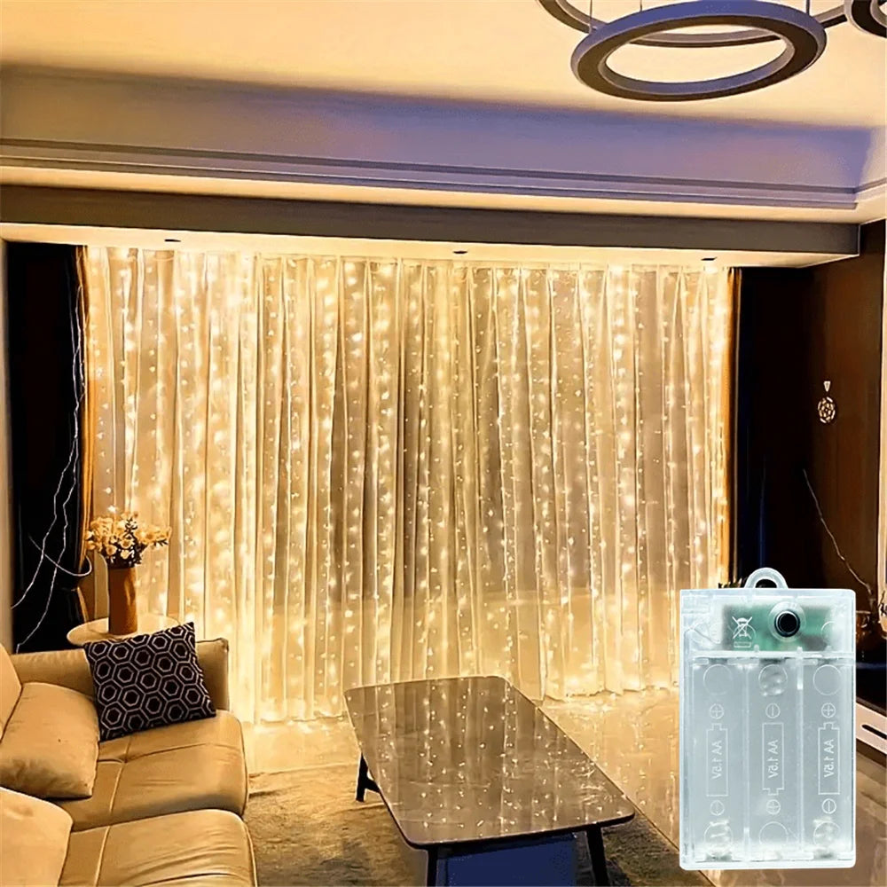 電池式LEDカーテンライト 100-600LED