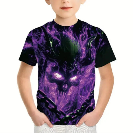 イベント・ハロウィングッズ｜スカルプリント半袖Tシャツ（110c～160c）
