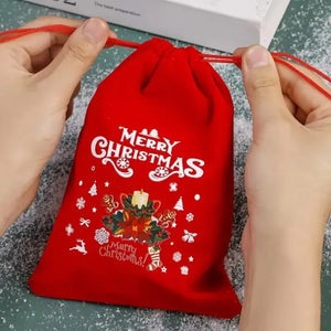 イベント・クリスマス装飾｜クリスマス柄ベルベット巾着バッグセット(XS/S/M/L)