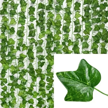 人工植物・グリーンアイビーリーフ・フェアリーライトガーランド・シルク製
