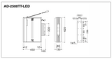 縦型LED突出看板 AD-2508TT-LED W450×H620 外形寸法・取付寸法図