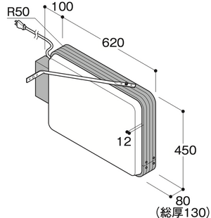横型LED突出看板 ADR-2508YT-LED W620×H450 本体寸法図