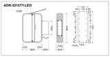 縦型LED突出看板 ADR-3215TT-LED W600×H900 外形寸法・取付寸法図