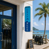 縦長LED突出し看板の設置イメージ｜ダイビングショップの外壁に設置した店舗用サイン｜誉PRINTING