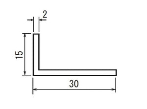 壁面取付アングル 2×15×30mm L4000mm 10本セット 断面寸法図｜誉PRINTING