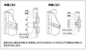 自立式大型看板 中桟（大・小）構造・取付詳細図