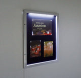 FB6627屋外用LED壁面掲示板にポスターを掲示した点灯時の使用イメージ｜誉PRINTING