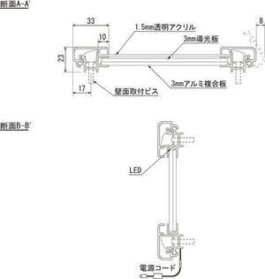 LED内照パネル FE934 LED・導光板・透明アクリルの断面構造図｜誉PRINTING