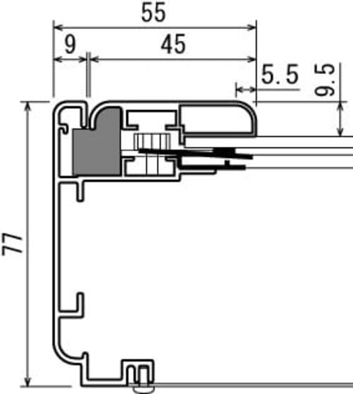 屋外用LED内照パネル FE9240 フレーム断面寸法図｜誉PRINTING