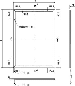 屋外用LED内照パネル FE935 本体寸法・LED配置・壁面取付位置図｜誉PRINTING