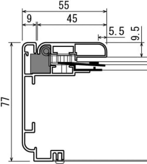 屋外用LED内照パネル FE99240 フレーム断面図 77mm厚｜誉PRINTING