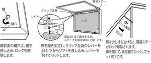 屋外用LED内照パネル FE9925 鍵付きはね上げ扉のポスターセット方法｜誉PRINTING