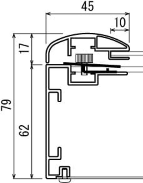 LED内照パネル FE9990 フレーム断面寸法図 79mm厚扉式構造｜誉PRINTING