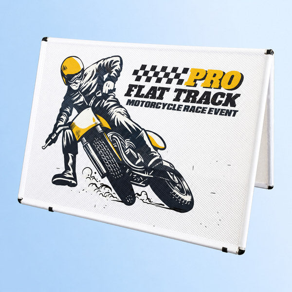 BLOアルミ A型バナースタンド 147×84×101cm 印刷パネル設置例｜誉PRINTING