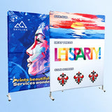 BLOアルミ ディスプレイスタンド 140×200cm 両面パネル設置例｜誉PRINTING