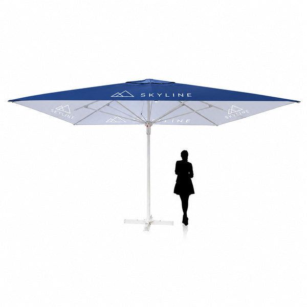 BLOアルミ 角型パラソル 2×2m〜3×3m 大型パラソル設置イメージ｜誉PRINTING