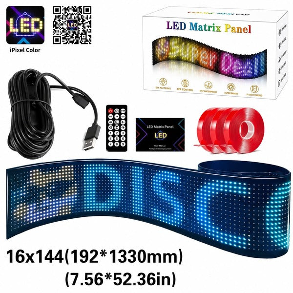 LED電光掲示板 16×144 約133cm幅｜巻いて収納できるロング・スクロール