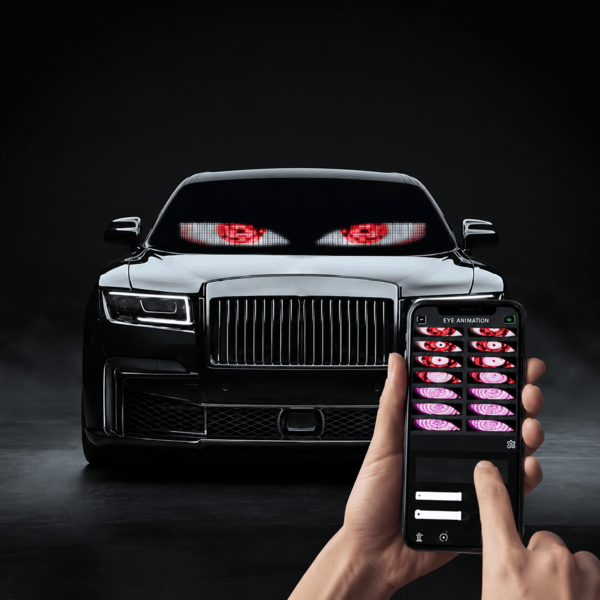 車用LEDディスプレイ スマホで光る演出 Devil's Eyes｜16×32・約17cm幅