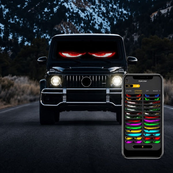 車用LEDディスプレイ スマホで光る演出 Devil's Eyes｜16×64・約37cm幅