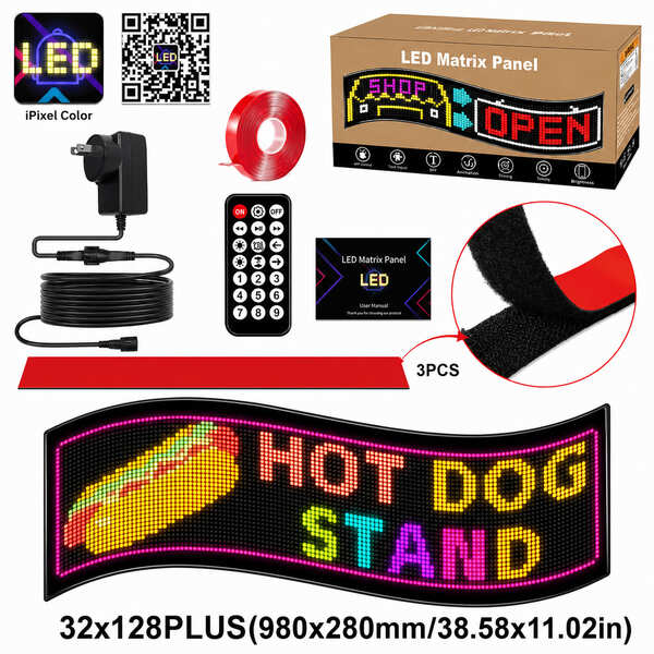 LEDサイネージ 遠くまで届く2段大型 PLUS｜32×128・約98cm幅 フレキシブルデジタルサイネージ