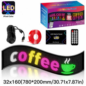 LED電光掲示板 巻いて収納できる2段ロング｜32×160・約78cm幅 フレキシブルデジタルサイネージ