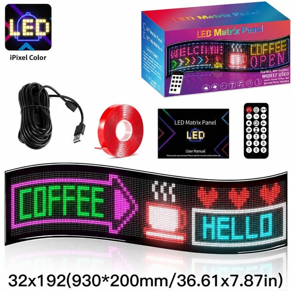 ソフトLED掲示板 巻いて収納できる2段ワイドロング｜32×192・約93cm幅 フレキシブルデジタルサイネージ