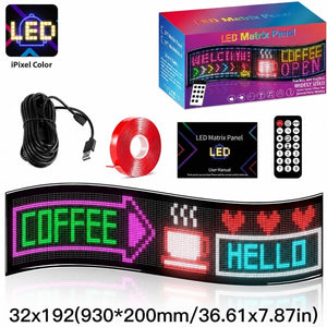 ソフトLED掲示板 巻いて収納できる2段ワイドロング｜32×192・約93cm幅 フレキシブルデジタルサイネージ